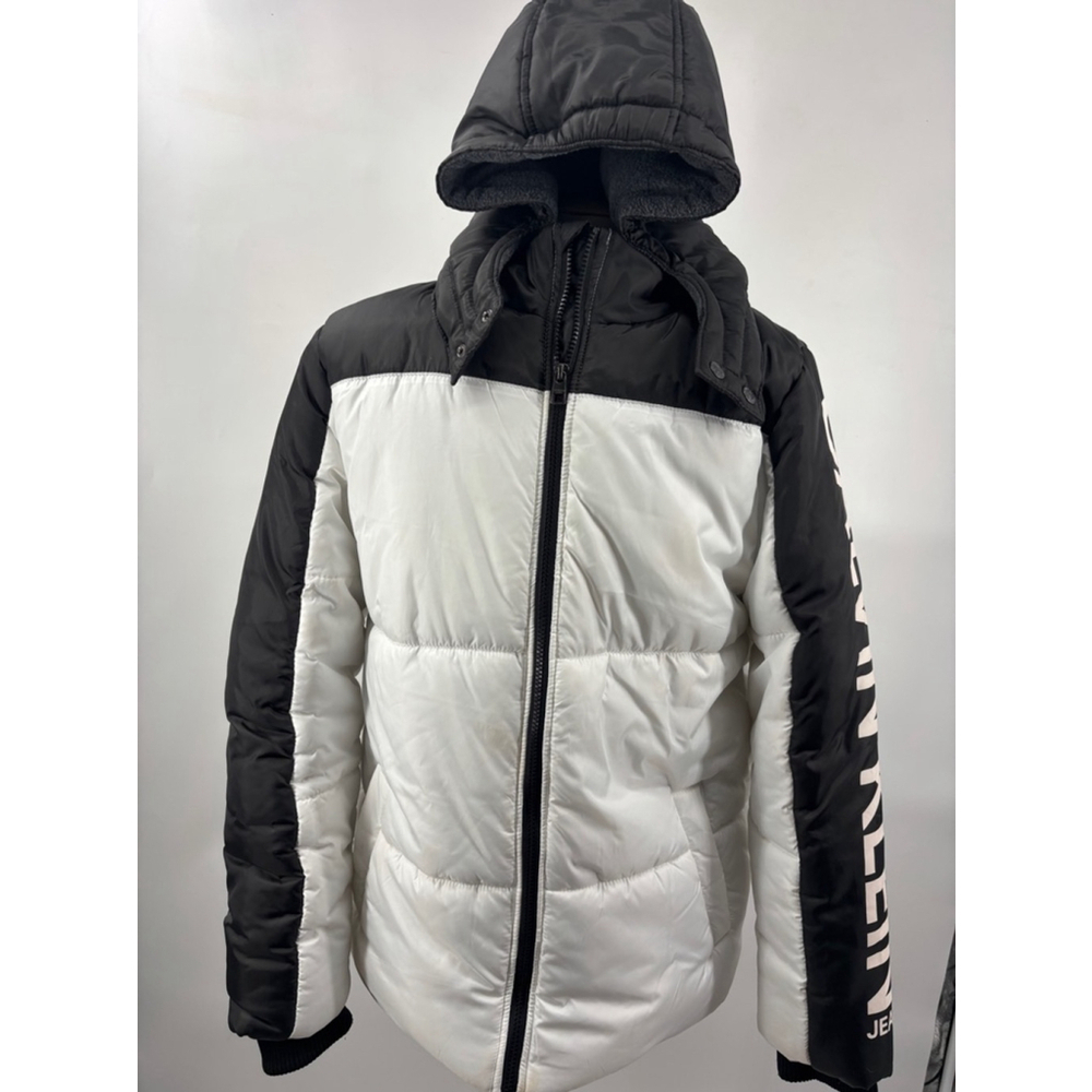 Boy’s Calvin Klein Puffer Jacket, Size M, White & Black